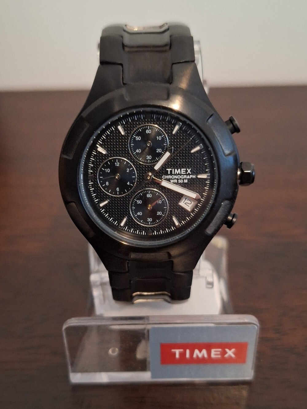Timex Black Men's Chronograph Watch with Silver Accents